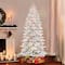 7.5ft Pre-Lit White Slim Fraser Fir Flocked Artificial Christmas Tree, Multicolor Lights